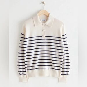 & Other Stories Striped Polo Wool Knit Sweater Small
